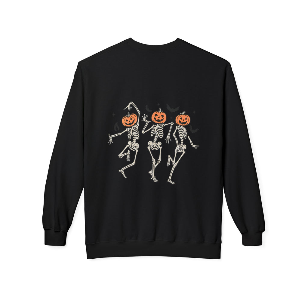 Halloween Skeleton Crewneck Sweatshirt, Unisex Spooky Apparel, Fall Fashion, Pumpkin Head Sweatshirt, Cozy Costume Top