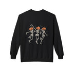 Halloween Skeleton Crewneck Sweatshirt, Unisex Spooky Apparel, Fall Fashion, Pumpkin Head Sweatshirt, Cozy Costume Top