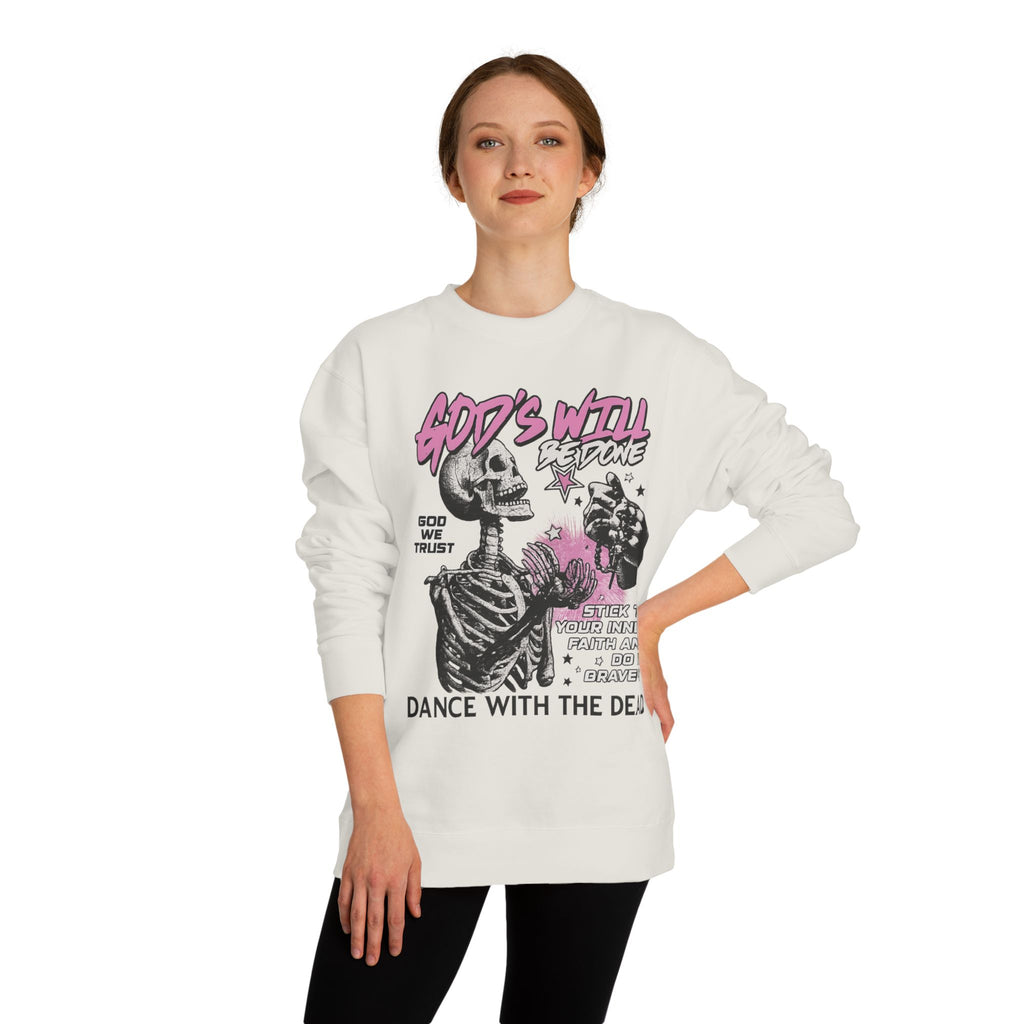 God's Will Sweatshirt, Unisex Crew Neck, Dance with the Dead, Halloween Apparel, Spooky Season Style, Casual Streetwear