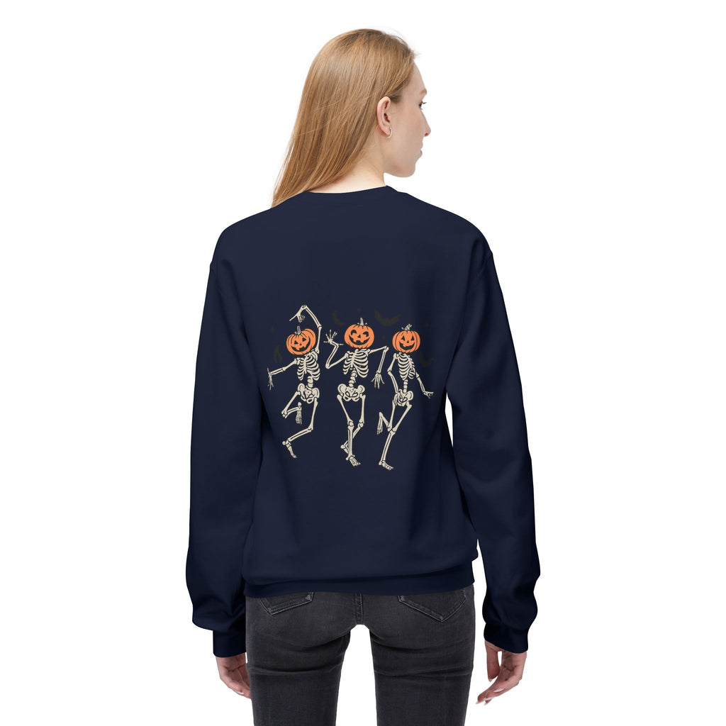 Halloween Skeleton Crewneck Sweatshirt, Unisex Spooky Apparel, Fall Fashion, Pumpkin Head Sweatshirt, Cozy Costume Top