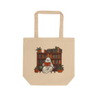 Spooky Ghost Eco Tote Bag - Halloween Treats, Book Lover Gift, Reusable Grocery Bag, Fall Haul, Cute Trick or Treat Bag