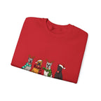 Christmas Dogs Crewneck Sweatshirt — Festive Reindeer & Santa Hat Puppies Holiday Sweatshirt