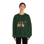 Christmas Dogs Crewneck Sweatshirt — Festive Reindeer & Santa Hat Puppies Holiday Sweatshirt